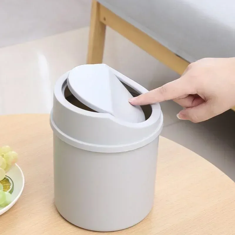 Mini Desktop Trash Can with Flip Lid, Small Plastic Waste Bin for Bedroom, Office Desk, Workspace Storage Box, Compact and Easy Clean showcase 2