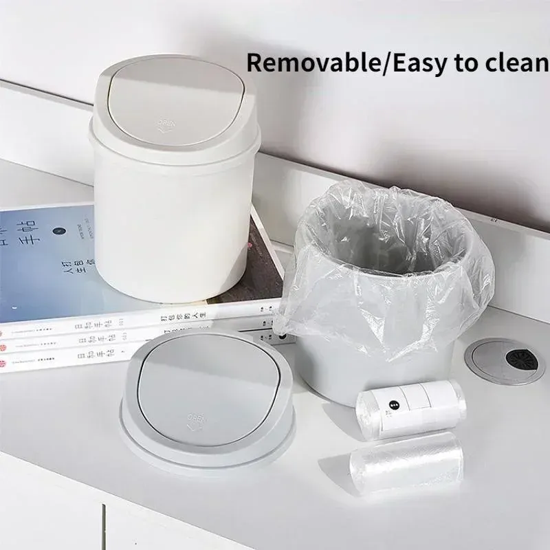 Mini Desktop Trash Can with Flip Lid, Small Plastic Waste Bin for Bedroom, Office Desk, Workspace Storage Box, Compact and Easy Clean showcase 3