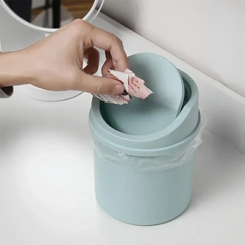 Mini Desktop Trash Can with Flip Lid, Small Plastic Waste Bin for Bedroom, Office Desk, Workspace Storage Box, Compact and Easy Clean showcase 8