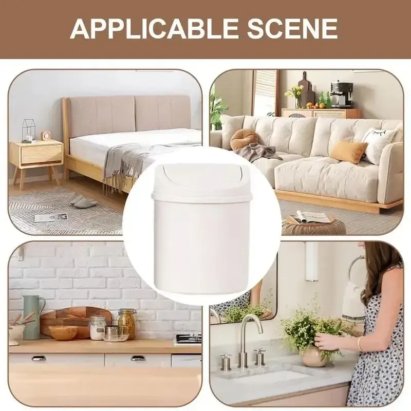 Mini Desktop Trash Can with Flip Lid, Small Plastic Waste Bin for Bedroom, Office Desk, Workspace Storage Box, Compact and Easy Clean thumbnail 6