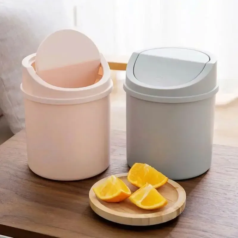 Mini Desktop Trash Can with Flip Lid, Small Plastic Waste Bin for Bedroom, Office Desk, Workspace Storage Box, Compact and Easy Clean thumbnail 2