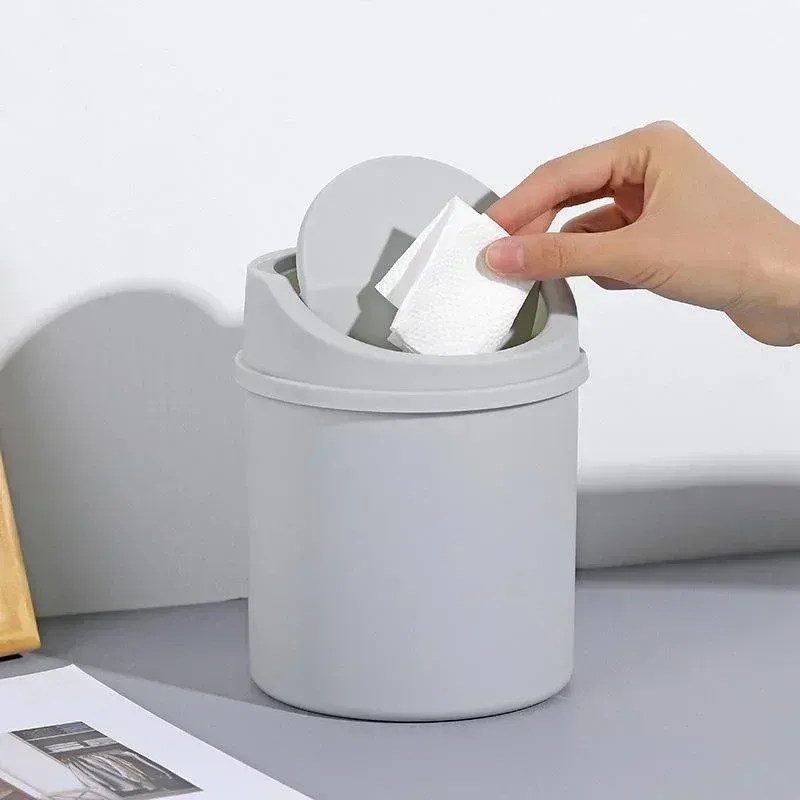 Mini Desktop Trash Can with Flip Lid, Small Plastic Waste Bin for Bedroom, Office Desk, Workspace Storage Box, Compact and Easy Clean showcase 5