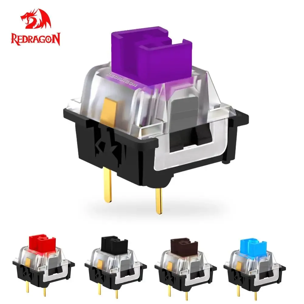 REDRAGON Mechanical Keyboard Switches - RGB MX 3-Pin Clicky, Linear, Tactile Options (Red, Blue, Black, Brown, Purple) for Backlit Keyboards