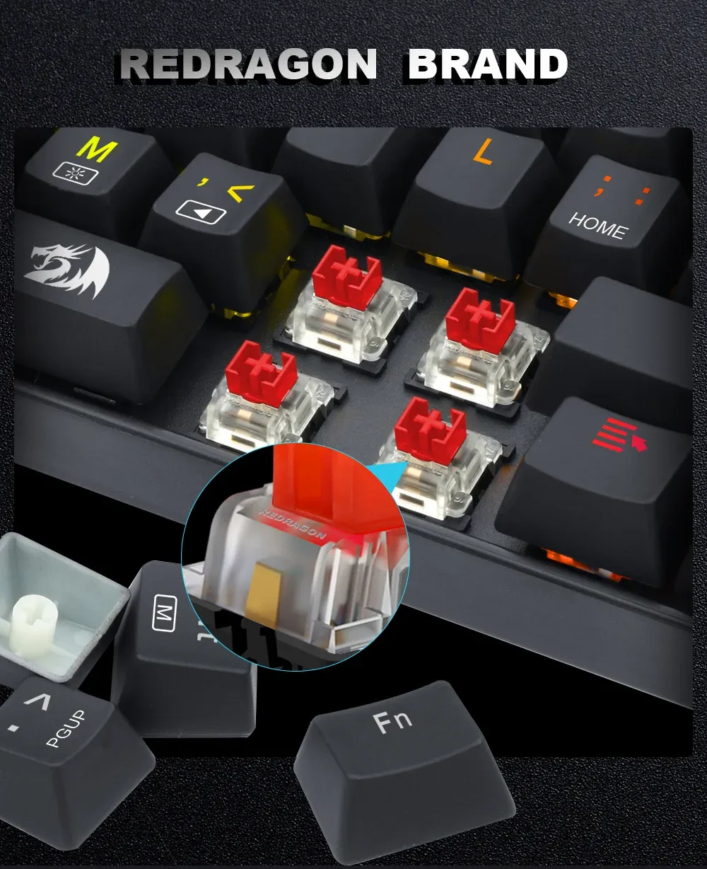 REDRAGON Mechanical Keyboard Switches - RGB MX 3-Pin Clicky, Linear, Tactile Options (Red, Blue, Black, Brown, Purple) for Backlit Keyboards showcase 6