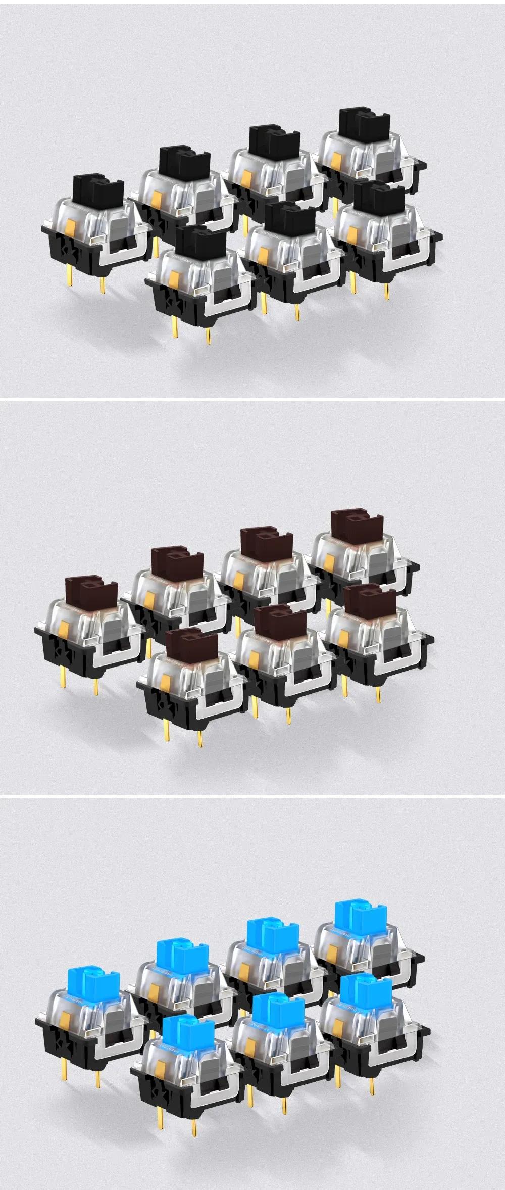 REDRAGON Mechanical Keyboard Switches - RGB MX 3-Pin Clicky, Linear, Tactile Options (Red, Blue, Black, Brown, Purple) for Backlit Keyboards showcase 9