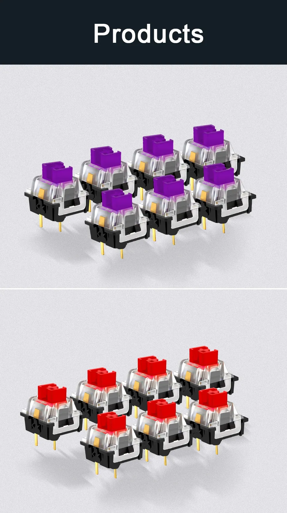 REDRAGON Mechanical Keyboard Switches - RGB MX 3-Pin Clicky, Linear, Tactile Options (Red, Blue, Black, Brown, Purple) for Backlit Keyboards showcase 8
