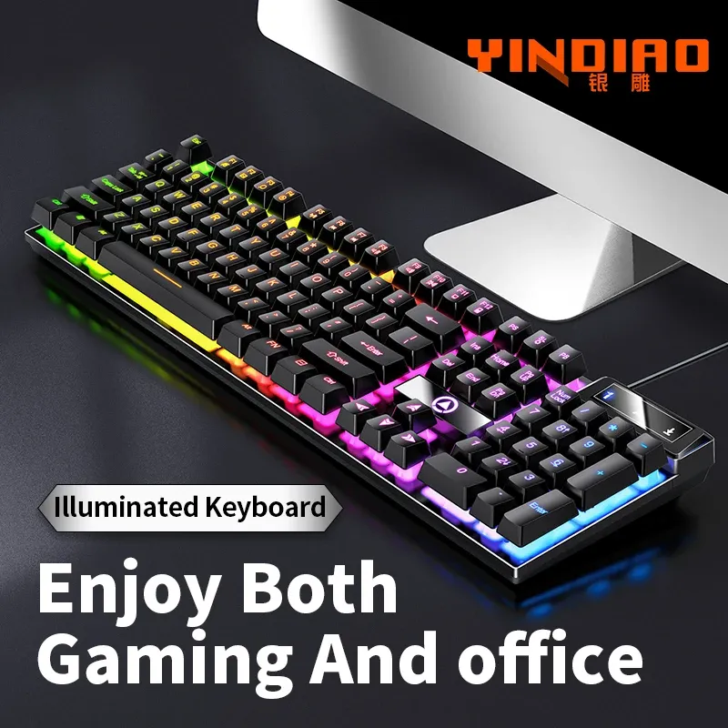 YINDIAO Wired Gaming Keyboard for Laptop & Desktop PC - Low Profile, Full Numpad, Office & Gamer Essential thumbnail 2