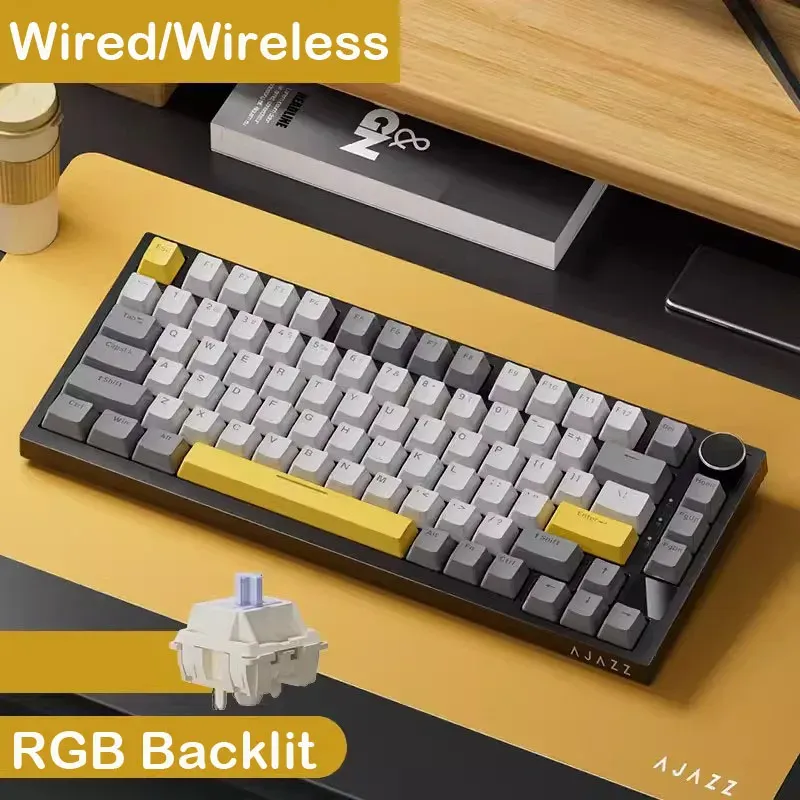 AJAZZ AK820 Pro Tri-Mode Mechanical Gaming Keyboard - 70% Compact RGB Hot-Swappable Layout for PC/Mac, Wired & Wireless Connectivity showcase 3