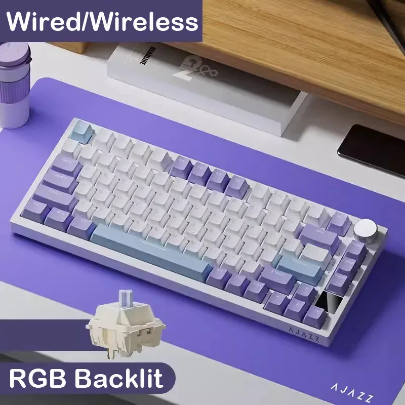 AJAZZ AK820 Pro Tri-Mode Mechanical Gaming Keyboard - 70% Compact RGB Hot-Swappable Layout for PC/Mac, Wired & Wireless Connectivity thumbnail 4