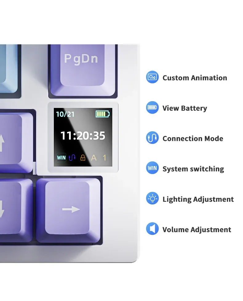 AJAZZ AK820 Pro Tri-Mode Mechanical Gaming Keyboard - 70% Compact RGB Hot-Swappable Layout for PC/Mac, Wired & Wireless Connectivity showcase 11