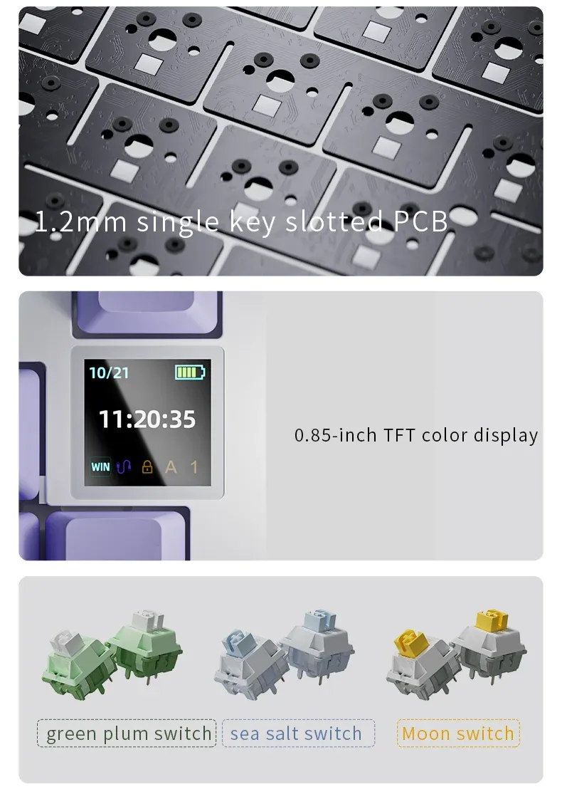 AJAZZ AK820 Pro Tri-Mode Mechanical Gaming Keyboard - 70% Compact RGB Hot-Swappable Layout for PC/Mac, Wired & Wireless Connectivity showcase 9