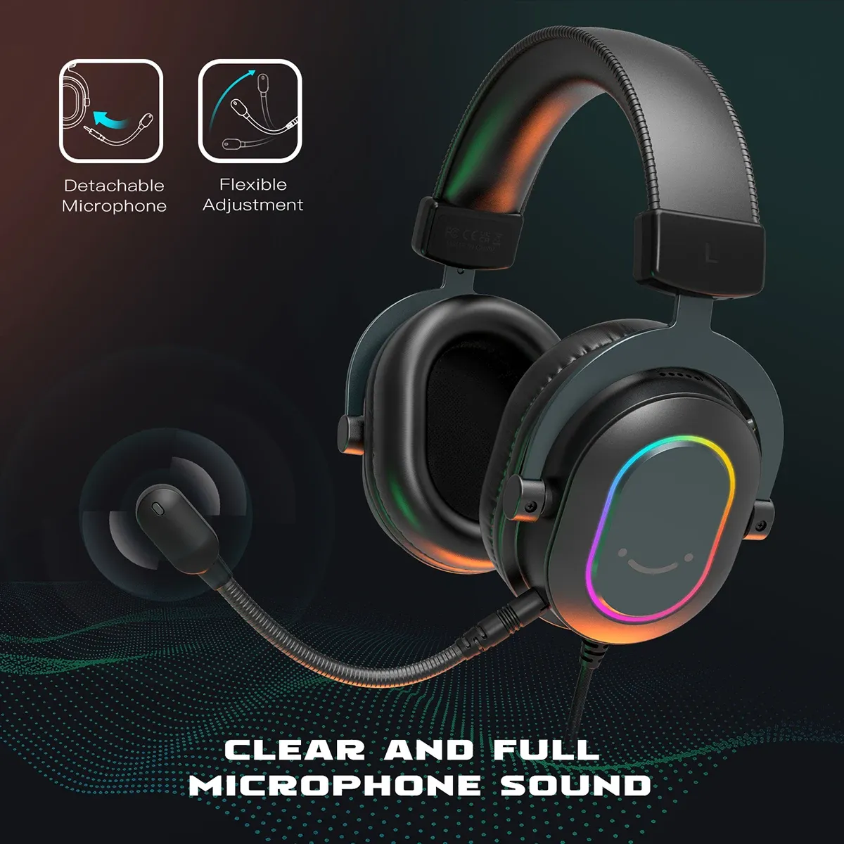 Fifine RGB Gaming Headset with Mic, 7.1 Surround Sound Over-Ear Headphones for PC, PS4, PS5, 3 EQ Modes for Game, Movie, Music, Immersive Audio Experience thumbnail 4