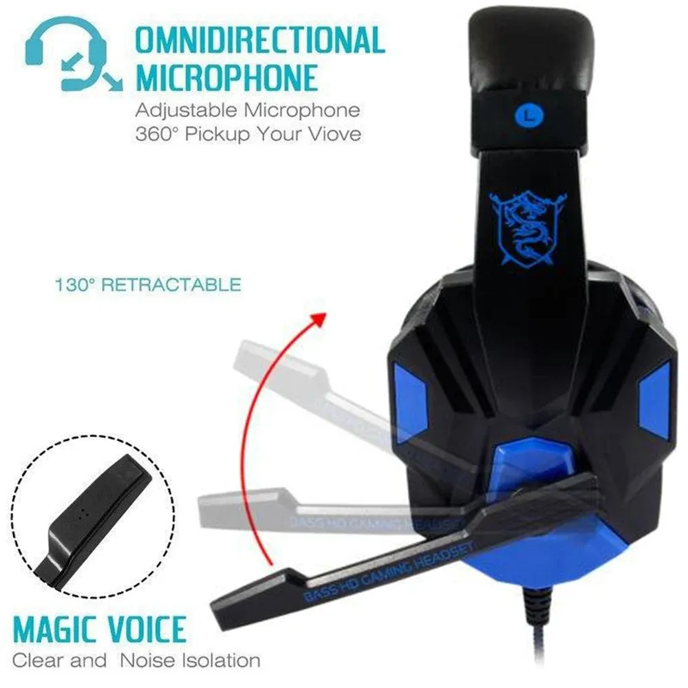 Wired Gaming Headset for PS4/PS5/Xbox/PC/Smartphone with Noise Cancelling Mic, 120° Adjustable, Super Bass, HD Sound, Ergonomic Comfort showcase 8