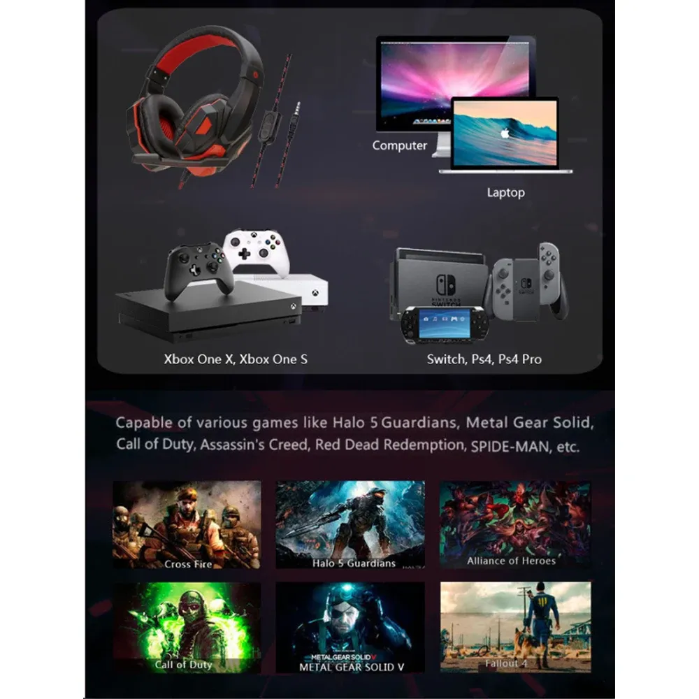 Wired Gaming Headset for PS4/PS5/Xbox/PC/Smartphone with Noise Cancelling Mic, 120° Adjustable, Super Bass, HD Sound, Ergonomic Comfort showcase 12