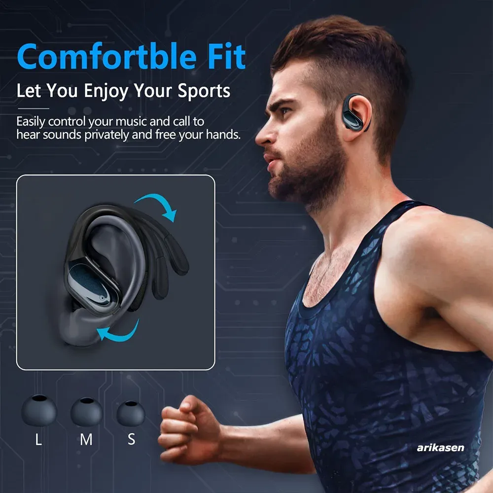Wireless Sport Earbuds Bluetooth 5.3 Headphones with Noise Cancelling Mic, 75H Playtime, HiFi Stereo Sound, LED Display, USB-C Charging, IPX6 Waterproof for Running & Fitness thumbnail 3