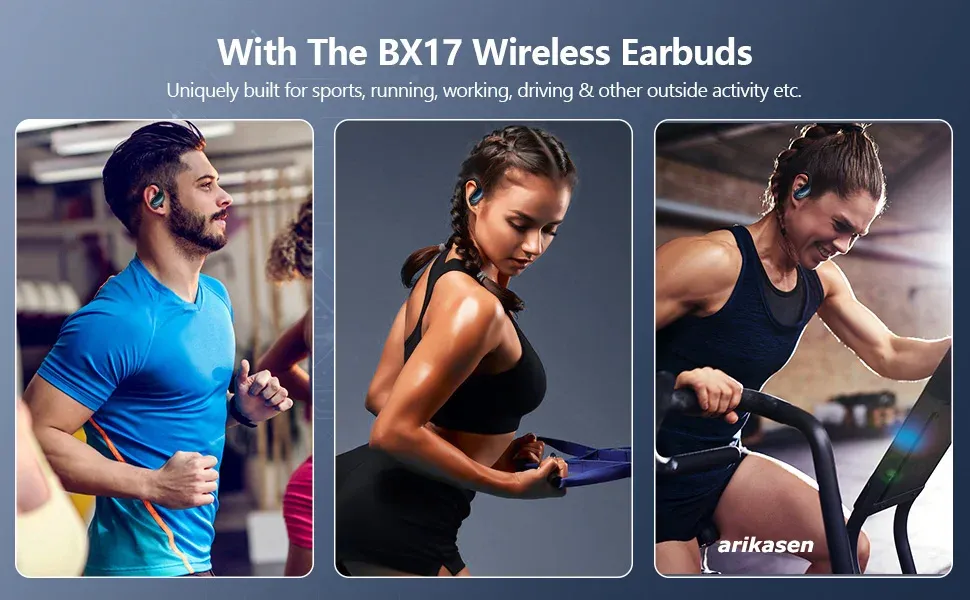Wireless Sport Earbuds Bluetooth 5.3 Headphones with Noise Cancelling Mic, 75H Playtime, HiFi Stereo Sound, LED Display, USB-C Charging, IPX6 Waterproof for Running & Fitness showcase 7