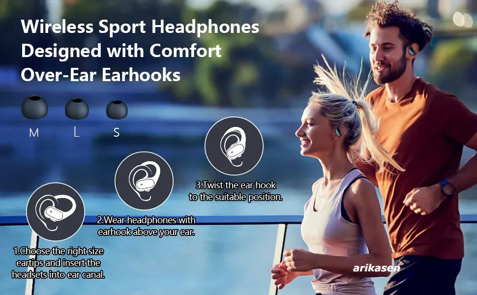 Wireless Sport Earbuds Bluetooth 5.3 Headphones with Noise Cancelling Mic, 75H Playtime, HiFi Stereo Sound, LED Display, USB-C Charging, IPX6 Waterproof for Running & Fitness showcase 6