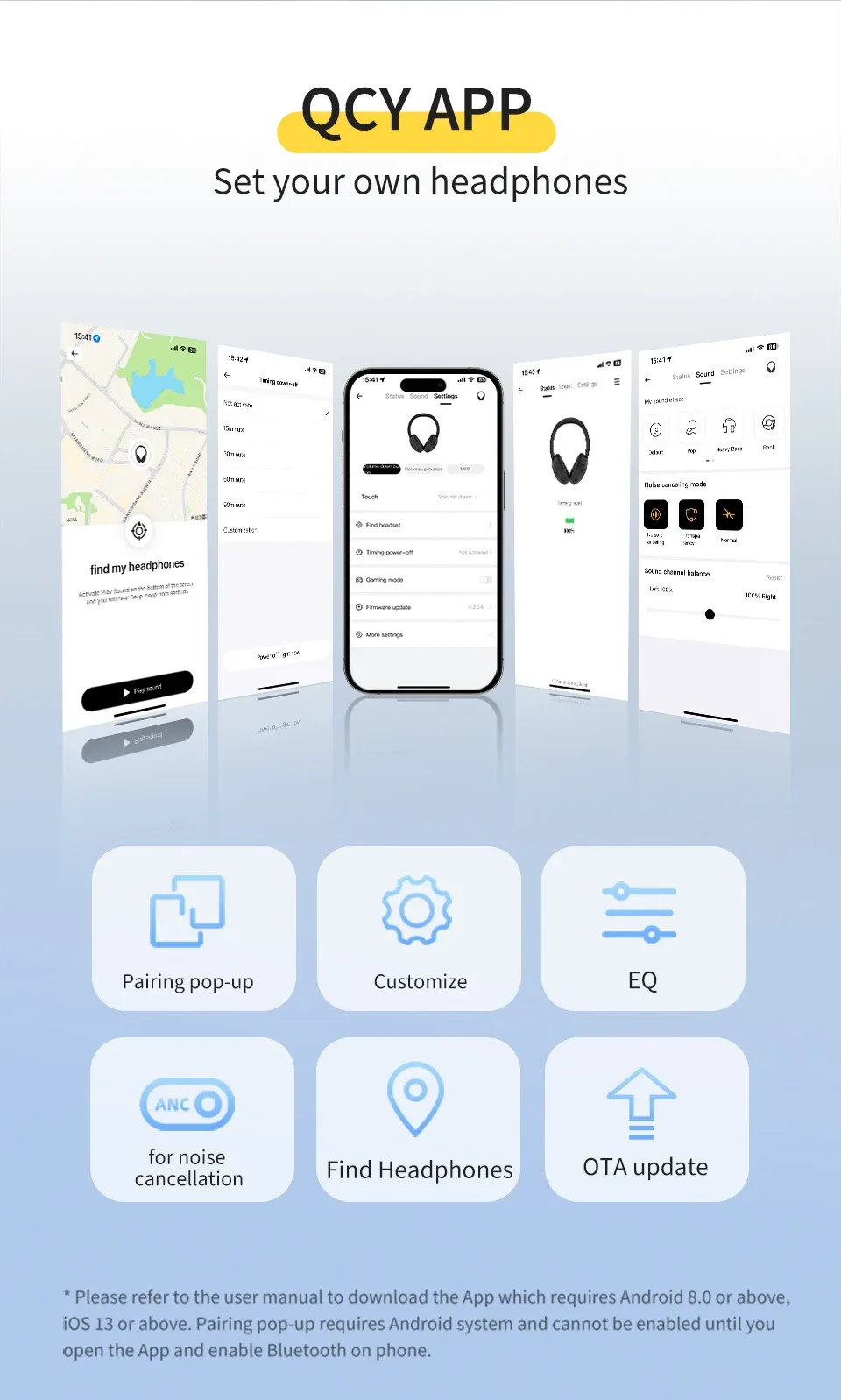 QCY H3 Lite ANC Wireless Headphones with Bluetooth 5.3, 60-Hour Playtime, Foldable Over-Ear Headset with HIFI Sound and Dual Device Connection for Immersive Audio Experience showcase 12