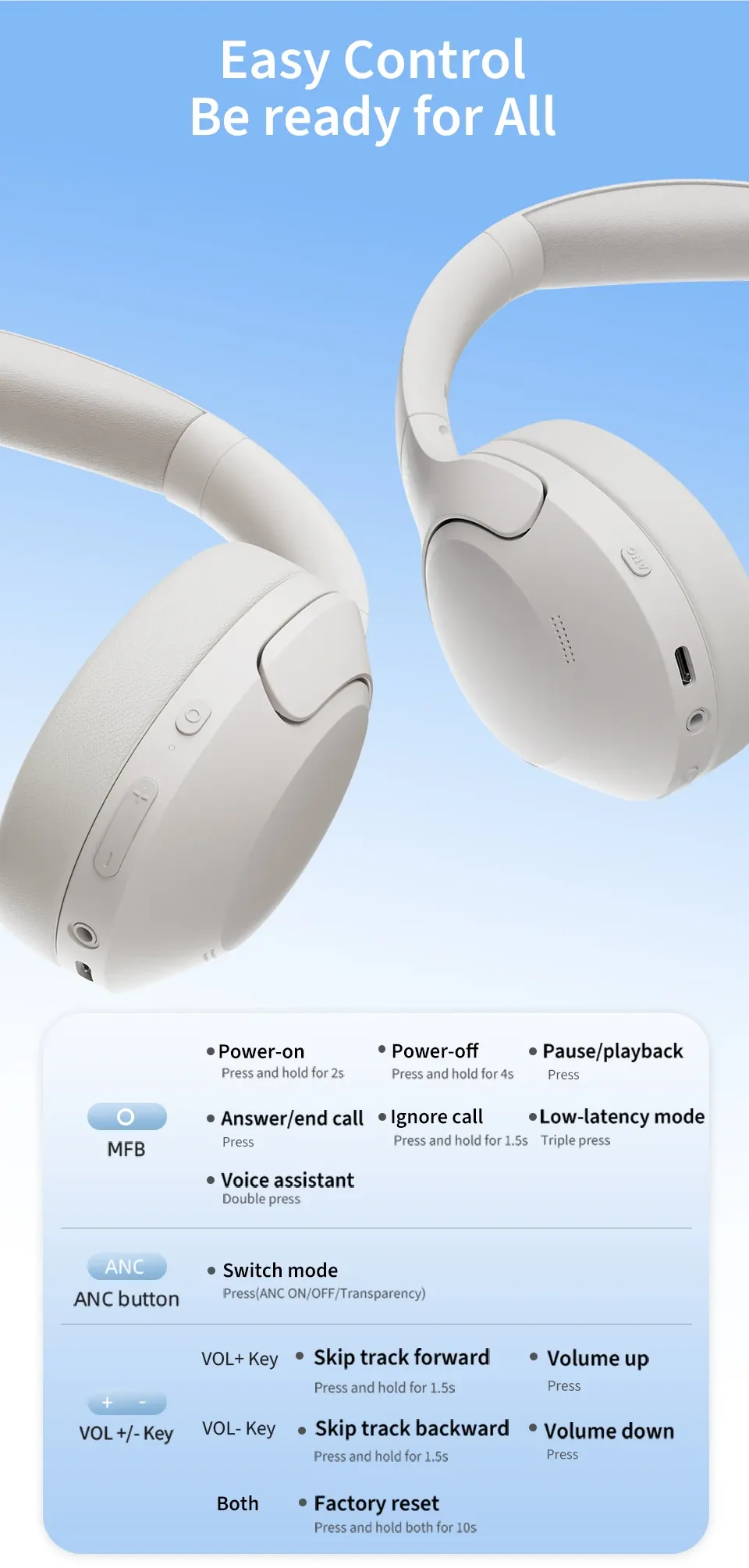 QCY H3 Lite ANC Wireless Headphones with Bluetooth 5.3, 60-Hour Playtime, Foldable Over-Ear Headset with HIFI Sound and Dual Device Connection for Immersive Audio Experience showcase 14