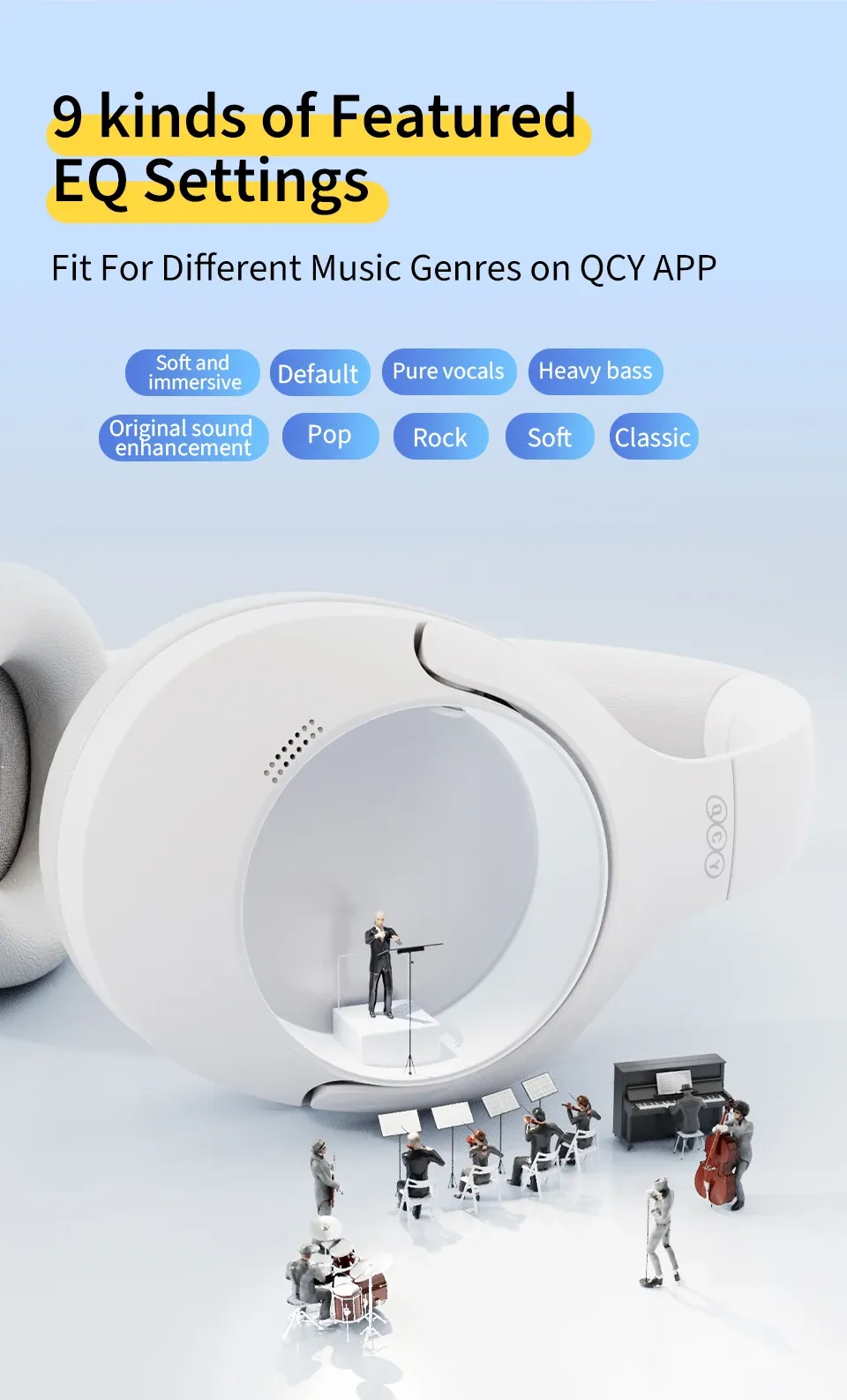 QCY H3 Lite ANC Wireless Headphones with Bluetooth 5.3, 60-Hour Playtime, Foldable Over-Ear Headset with HIFI Sound and Dual Device Connection for Immersive Audio Experience showcase 8
