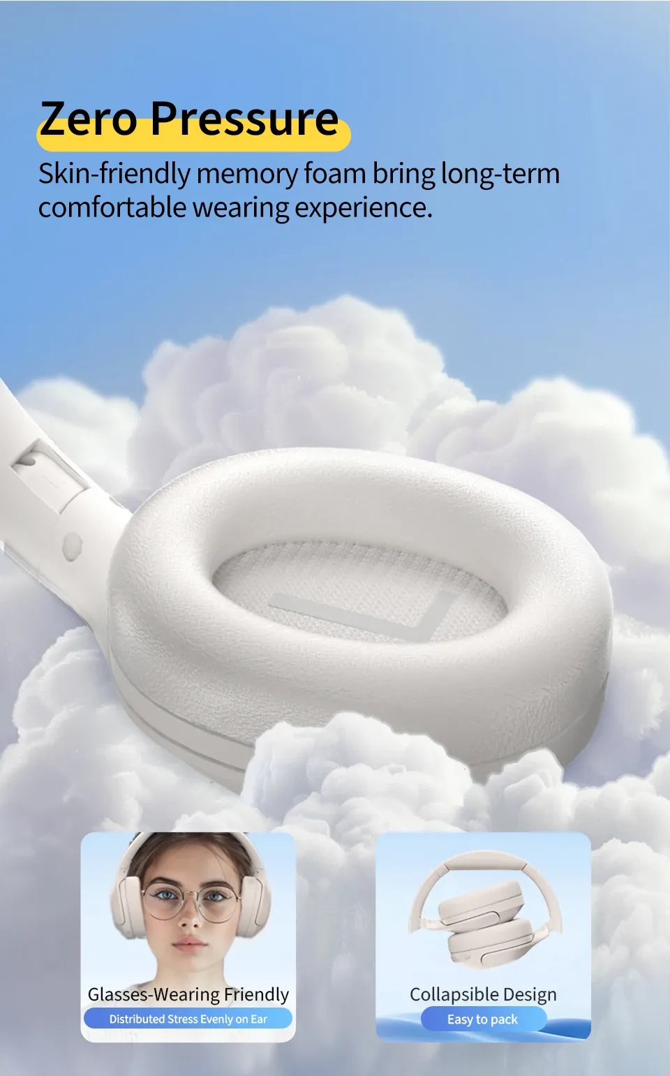 QCY H3 Lite ANC Wireless Headphones with Bluetooth 5.3, 60-Hour Playtime, Foldable Over-Ear Headset with HIFI Sound and Dual Device Connection for Immersive Audio Experience showcase 11