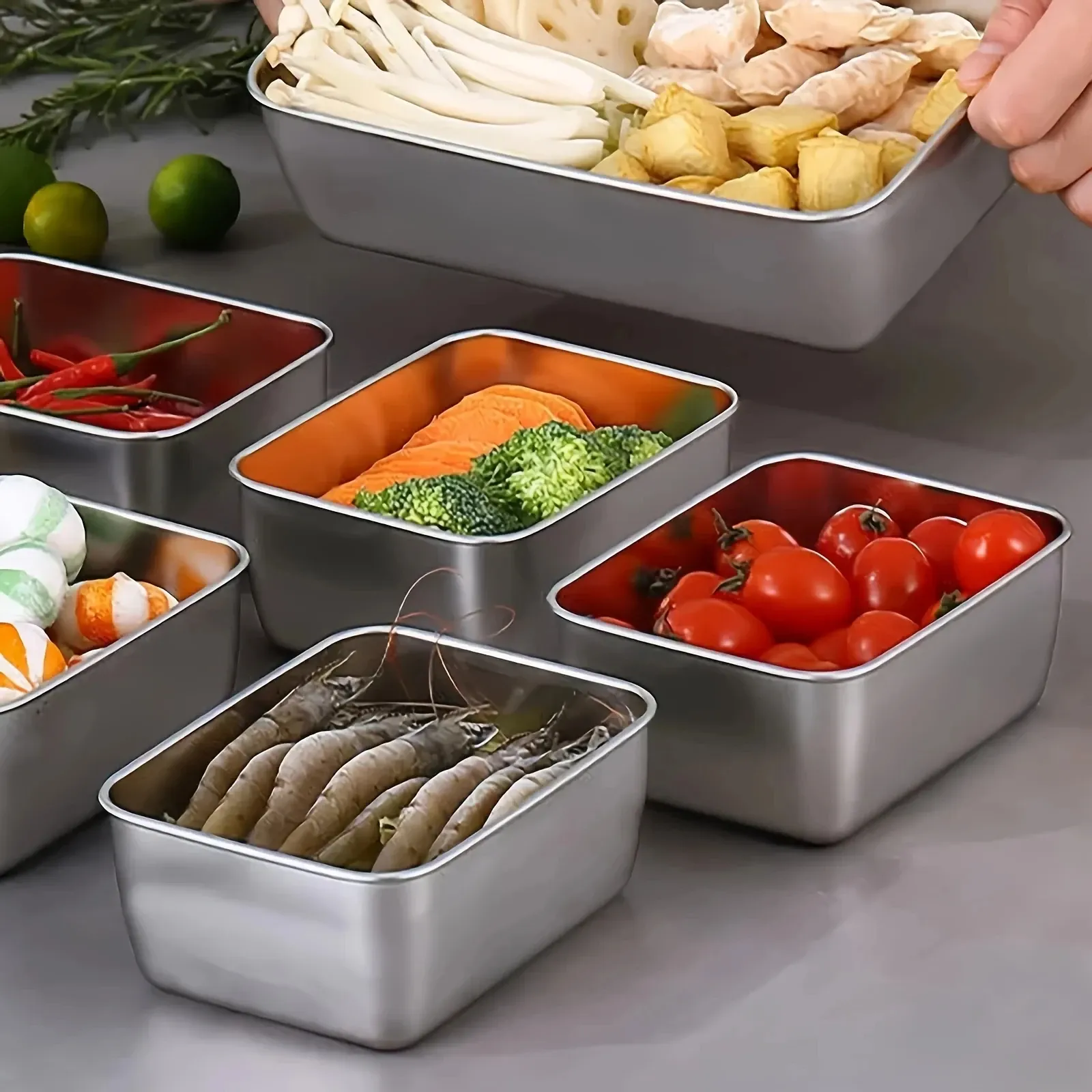 6-Piece Stainless Steel Food Storage Container Set with Airtight Lids - Leakproof, Stackable, Reusable Lunch Boxes for Camping, Picnics, School, and Home thumbnail 2