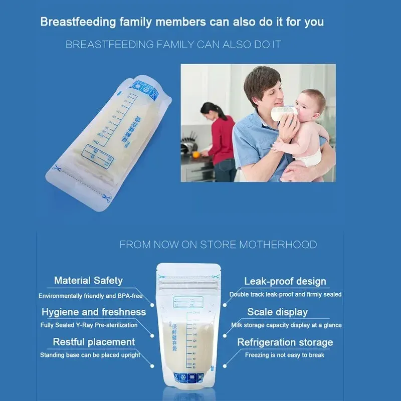 250ml Self-Standing Breastmilk Storage Bags with Leak-Proof Seal, BPA-Free, Pre-Sterilized, Pack of 30 for Baby Food Freezer Storage showcase 2