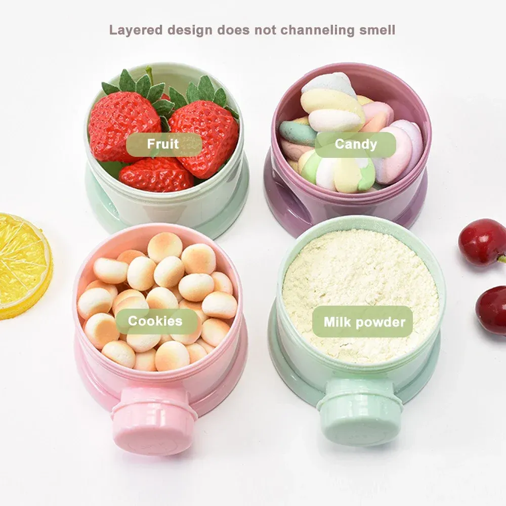 4-Layer Bear Cartoon Milk Powder Box Portable Infant Baby Food Storage Container with Multiple Openings for Toddlers Snacks Cereal thumbnail 2
