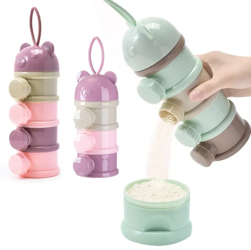 3/4 Tier Portable Milk Powder Container Dispenser Spill Resistant Food Storage Carton for Babies 1-6 Years Old Travel thumbnail 1