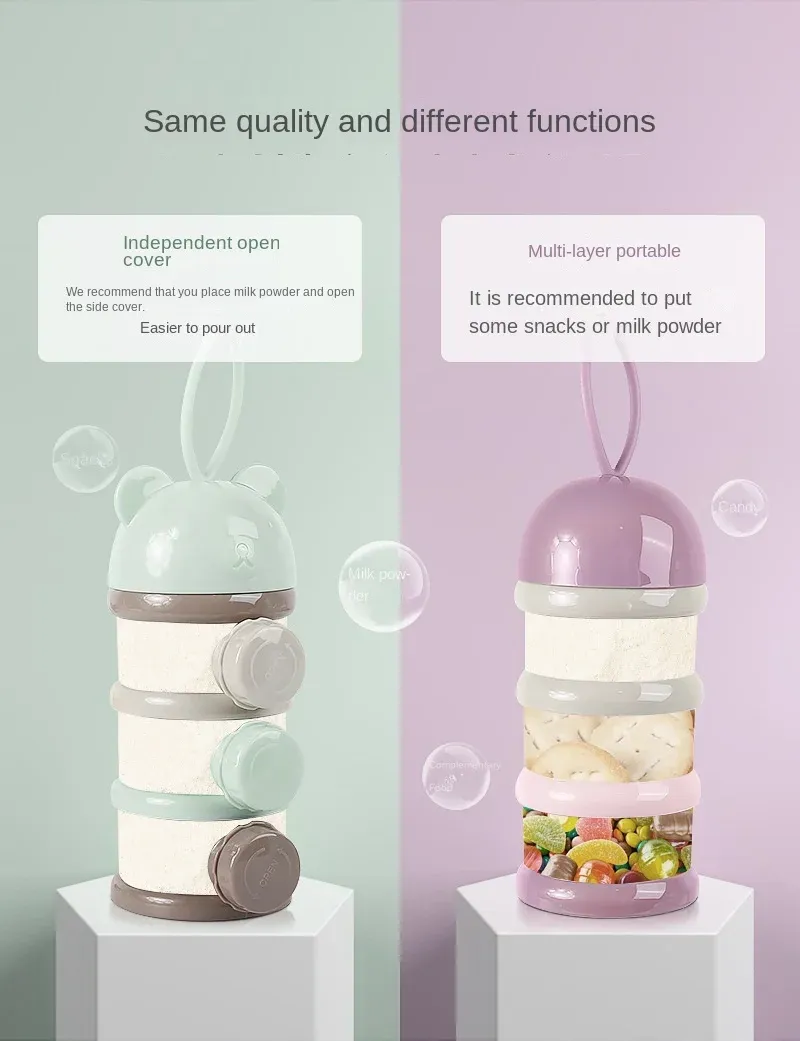 3/4 Tier Portable Milk Powder Container Dispenser Spill Resistant Food Storage Carton for Babies 1-6 Years Old Travel showcase 6