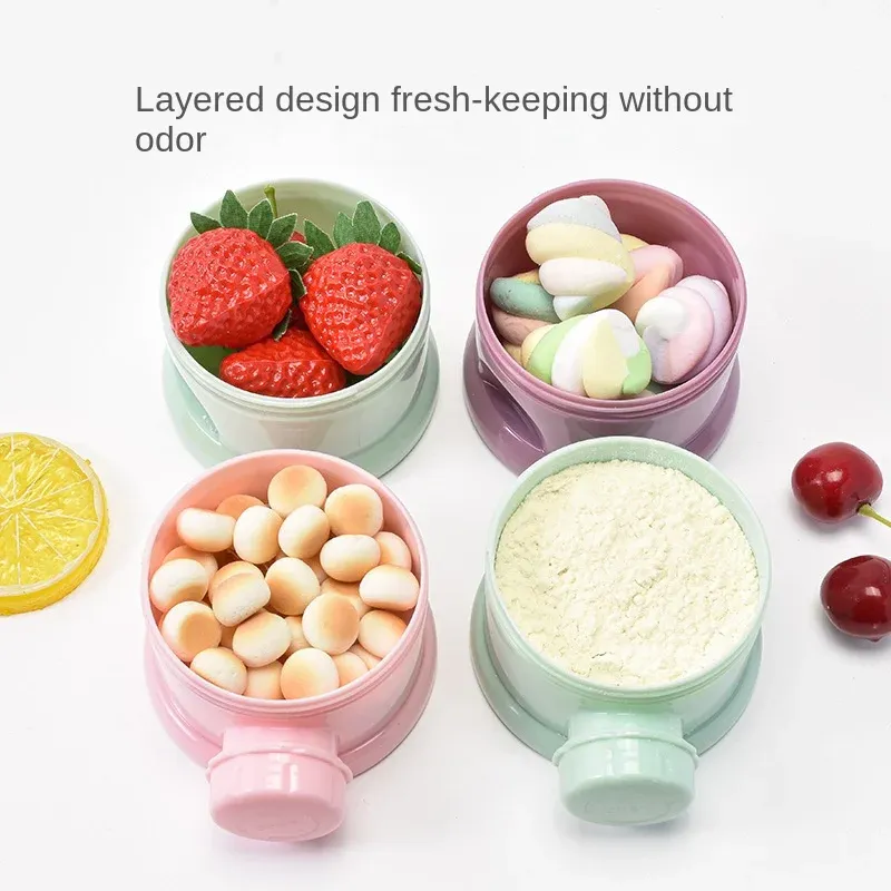 3/4 Tier Portable Milk Powder Container Dispenser Spill Resistant Food Storage Carton for Babies 1-6 Years Old Travel showcase 2