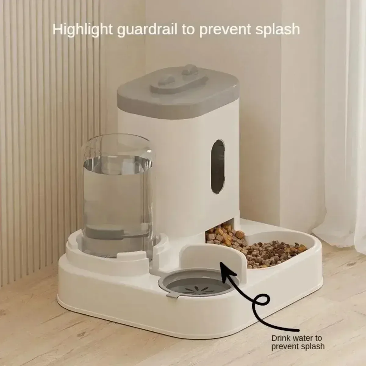 Automatic Pet Feeder Dog Cat Food Bowl with Water Fountain, Large Capacity Dispenser Container, Non-Electric Gravity Feed, Food Grade Stainless Steel & Plastic, Anti-Slip Base, Easy Clean, for Busy Owners thumbnail 2