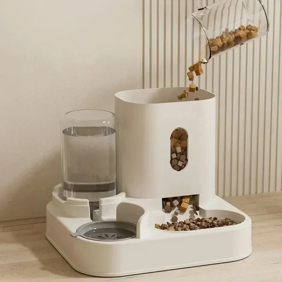Automatic Pet Feeder Dog Cat Food Bowl with Water Fountain, Large Capacity Dispenser Container, Non-Electric Gravity Feed, Food Grade Stainless Steel & Plastic, Anti-Slip Base, Easy Clean, for Busy Owners thumbnail 4
