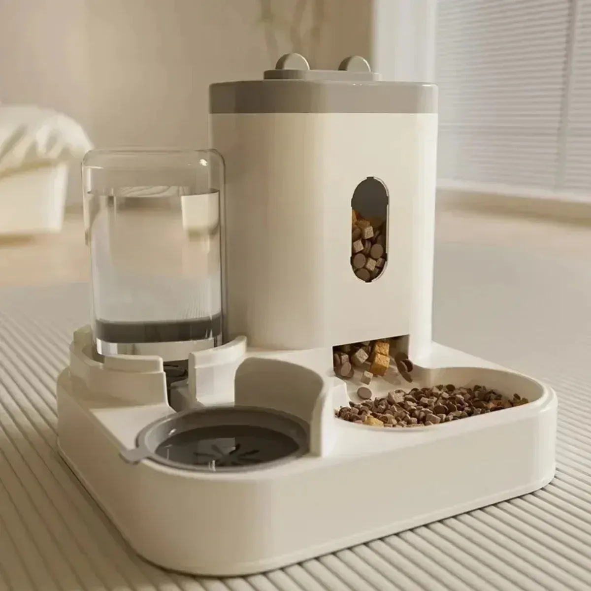Automatic Pet Feeder Dog Cat Food Bowl with Water Fountain, Large Capacity Dispenser Container, Non-Electric Gravity Feed, Food Grade Stainless Steel & Plastic, Anti-Slip Base, Easy Clean, for Busy Owners thumbnail 1