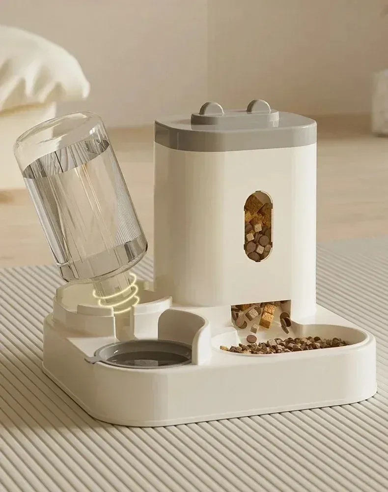 Automatic Pet Feeder Dog Cat Food Bowl with Water Fountain, Large Capacity Dispenser Container, Non-Electric Gravity Feed, Food Grade Stainless Steel & Plastic, Anti-Slip Base, Easy Clean, for Busy Owners showcase 8
