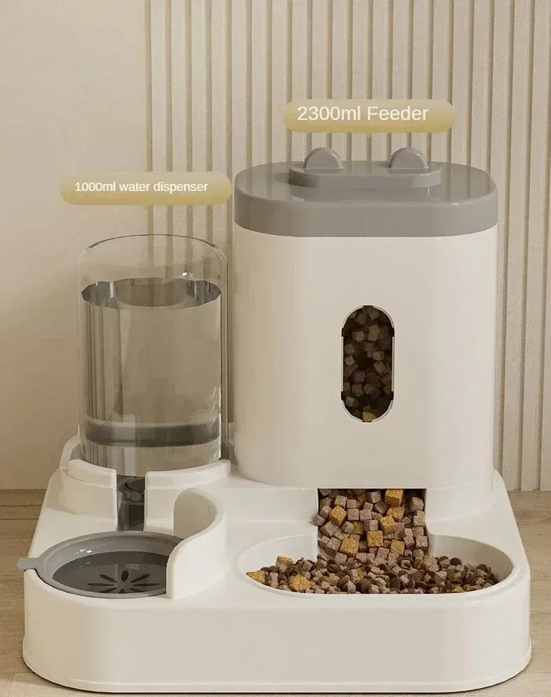 Automatic Pet Feeder Dog Cat Food Bowl with Water Fountain, Large Capacity Dispenser Container, Non-Electric Gravity Feed, Food Grade Stainless Steel & Plastic, Anti-Slip Base, Easy Clean, for Busy Owners showcase 4