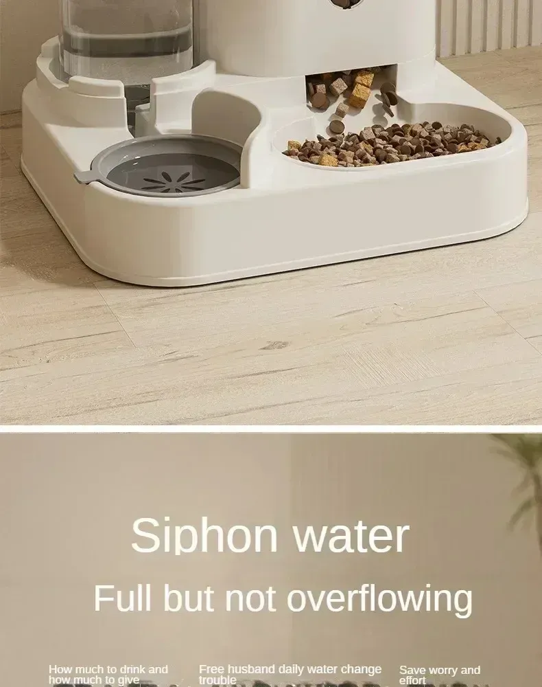 Automatic Pet Feeder Dog Cat Food Bowl with Water Fountain, Large Capacity Dispenser Container, Non-Electric Gravity Feed, Food Grade Stainless Steel & Plastic, Anti-Slip Base, Easy Clean, for Busy Owners showcase 7