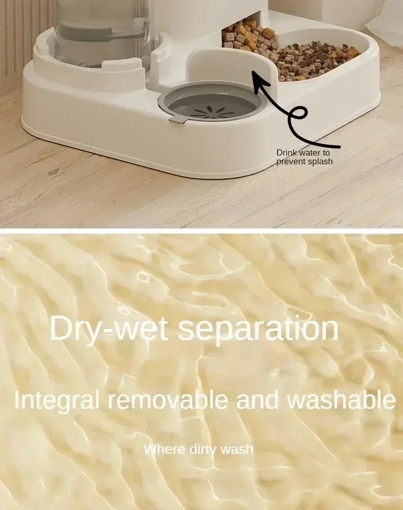 Automatic Pet Feeder Dog Cat Food Bowl with Water Fountain, Large Capacity Dispenser Container, Non-Electric Gravity Feed, Food Grade Stainless Steel & Plastic, Anti-Slip Base, Easy Clean, for Busy Owners showcase 10