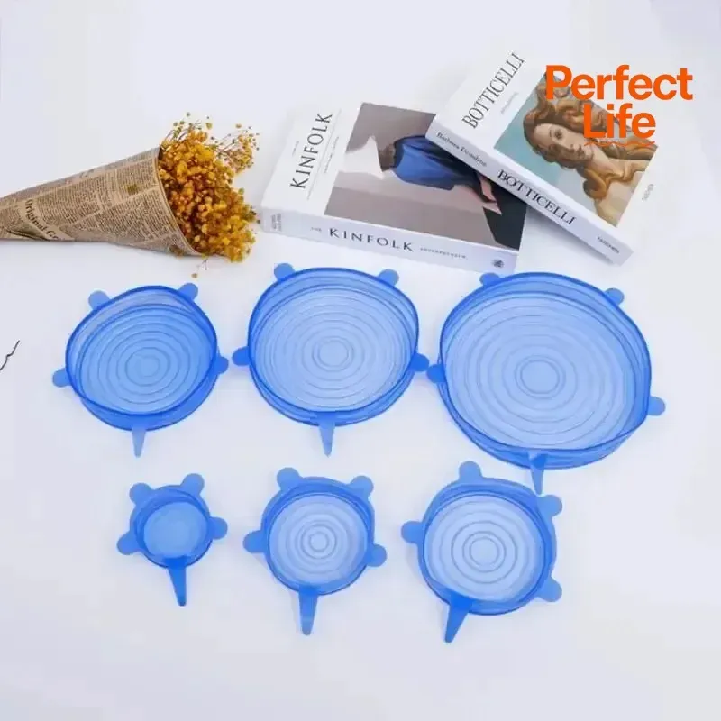6pcs Reusable Silicone Stretch Lids for Food Bowls - Versatile Fresh Keeping Covers for Fruits & Vegetables, Dustproof & Durable Kitchenware showcase 1