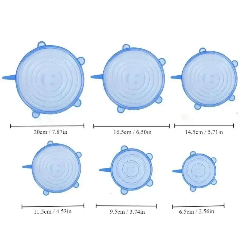 6pcs Reusable Silicone Stretch Lids for Food Bowls - Versatile Fresh Keeping Covers for Fruits & Vegetables, Dustproof & Durable Kitchenware showcase 5