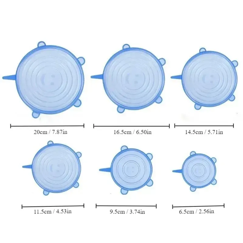 6pcs Reusable Silicone Stretch Lids for Food Bowls - Versatile Fresh Keeping Covers for Fruits & Vegetables, Dustproof & Durable Kitchenware thumbnail 5