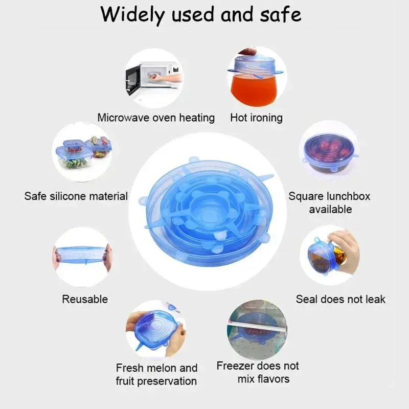 6pcs Reusable Silicone Stretch Lids for Food Bowls - Versatile Fresh Keeping Covers for Fruits & Vegetables, Dustproof & Durable Kitchenware showcase 4