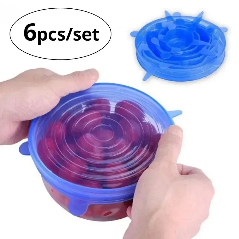 6pcs Reusable Silicone Stretch Lids for Food Bowls - Versatile Fresh Keeping Covers for Fruits & Vegetables, Dustproof & Durable Kitchenware showcase 3