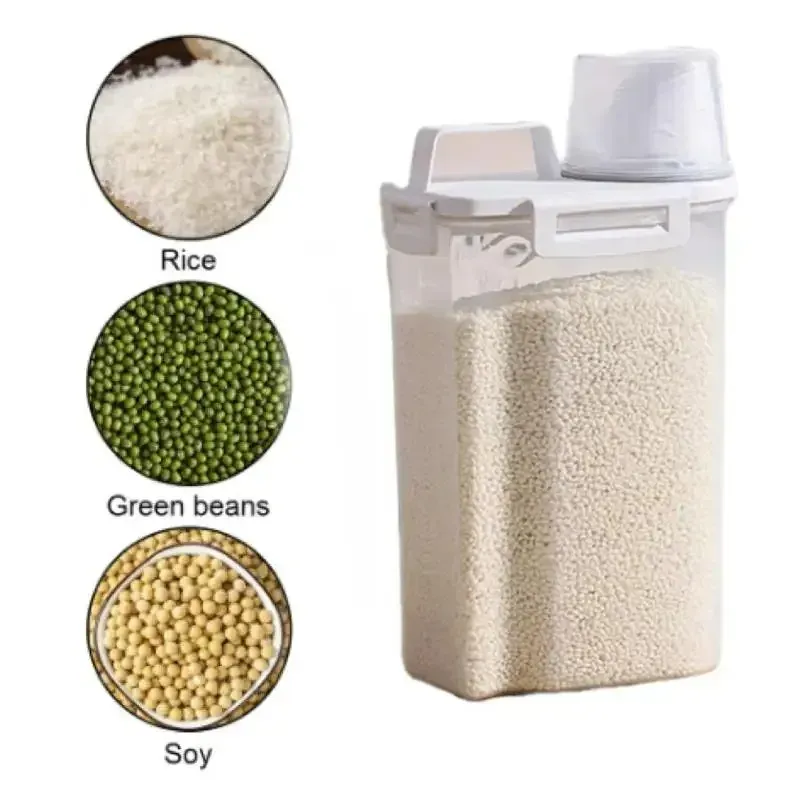1.75L/2.5L Food Storage Container with Lid, Insect-Proof Moisture-Proof Sealed Grain Rice Dispenser with Measuring Cup, Kitchen Food Storage Tank thumbnail 4