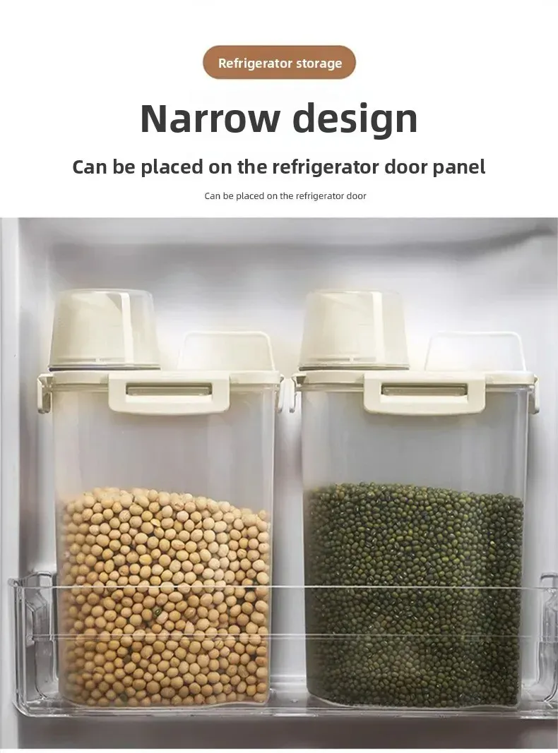 1.75L/2.5L Food Storage Container with Lid, Insect-Proof Moisture-Proof Sealed Grain Rice Dispenser with Measuring Cup, Kitchen Food Storage Tank showcase 5