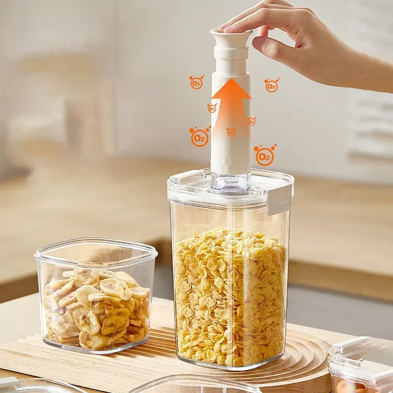 Airtight Vacuum Sealed Food Storage Container Jar for Coffee Beans, Cereals, Tea - Moisture-Proof Kitchen Canister with Pump Option thumbnail 2