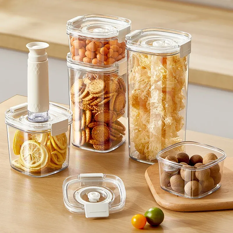 Airtight Vacuum Sealed Food Storage Container Jar for Coffee Beans, Cereals, Tea - Moisture-Proof Kitchen Canister with Pump Option thumbnail 3