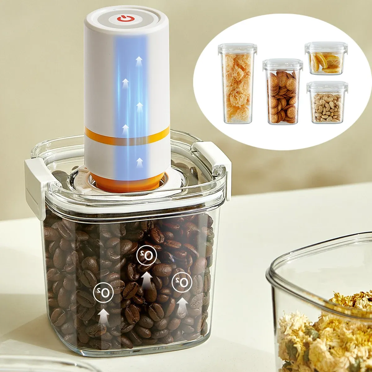 Airtight Vacuum Sealed Food Storage Container Jar for Coffee Beans, Cereals, Tea - Moisture-Proof Kitchen Canister with Pump Option