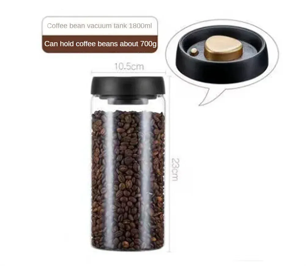 Vacuum Sealed Coffee Bean Canister Transparent Glass Airtight Food Storage Jar with Pump Lid - Keeps Beans Fresh for Months, Moisture-Proof, Odor-Free - Perfect for Coffee, Tea, Spices, Nuts thumbnail 6