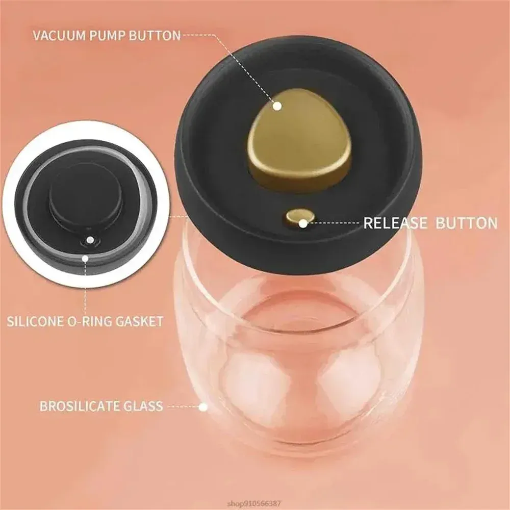 Vacuum Sealed Coffee Bean Canister Transparent Glass Airtight Food Storage Jar with Pump Lid - Keeps Beans Fresh for Months, Moisture-Proof, Odor-Free - Perfect for Coffee, Tea, Spices, Nuts showcase 5